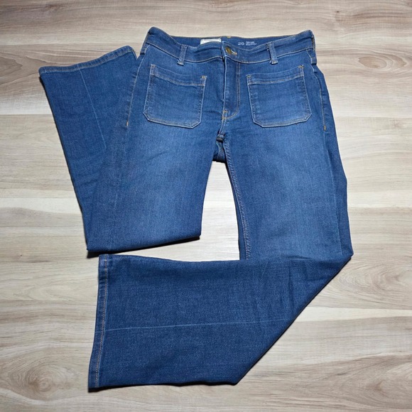 Pilcro and the Letterpress Denim - Pilcro Flare Jeans Womens 25 Blue Patch Pocket Stretch Denim Anthropologie